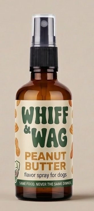 Whiff & Wag Peanut Butter amber glass spray bottle