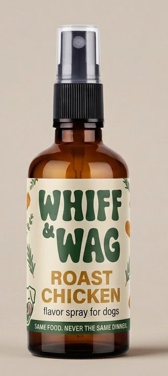 Whiff & Wag Roast Chicken amber glass spray bottle