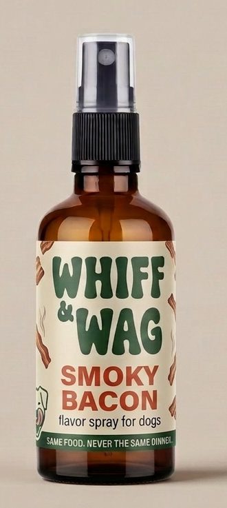 Whiff & Wag Smoky Bacon amber glass spray bottle